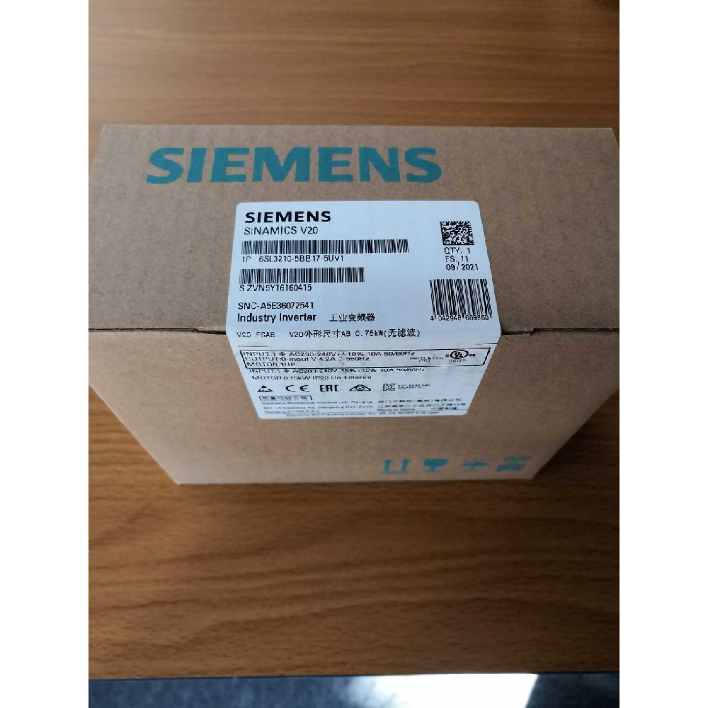 议价6SL3210-5BB17-5UV1西门子单相750W变频器 6SL3210-5BB17-5UV