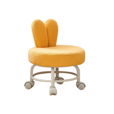 姿竹羊羔绒通用可爱万向轮矮凳