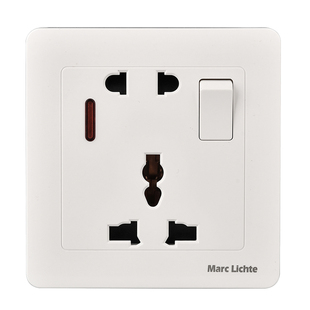 86型暗装英式多功能港式16A一开带五孔开关带指示灯插座面板多孔