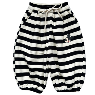 男童裤子加绒条纹宝宝灯笼裤2025新款秋冬季童装宽松儿童哈伦裤潮