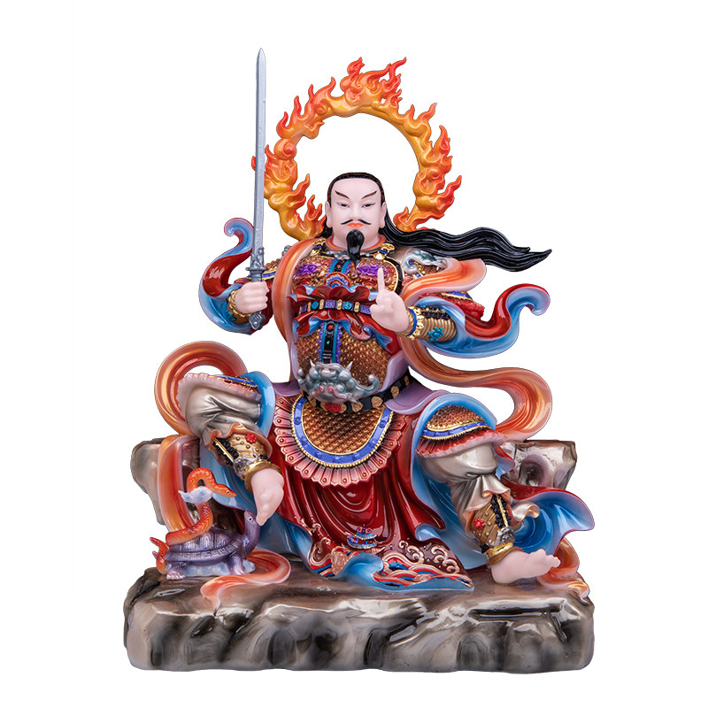 武当山真武大帝汉白玉彩绘神像