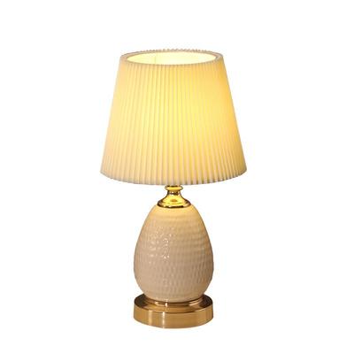 烨上百褶布艺卧室陶瓷台灯