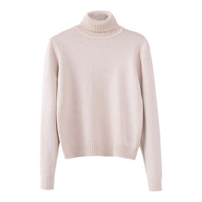 加绒加厚高领短款针织衫