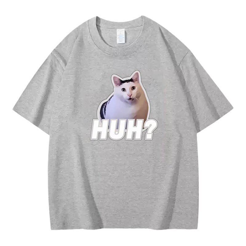 HUH猫meme纯棉宽松短袖T恤