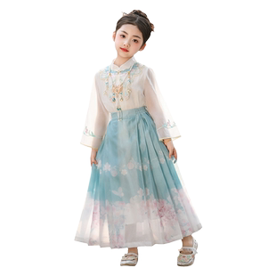 汪小荷童装汉服春秋季新款女童马面裙儿童唐装国风汉服高端礼服