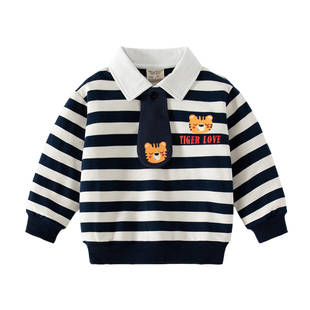 男童长袖卫衣2026春秋季春秋新款童装儿童宝宝纯棉翻领加绒上衣潮