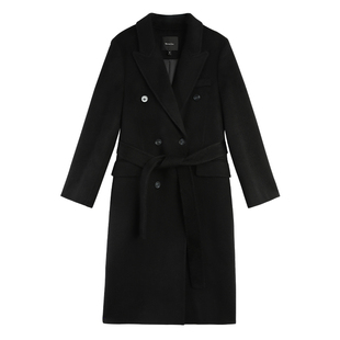 Maven Lin 羊毛1OO双面羊绒大衣女中长款呢子外套腰带修身毛呢