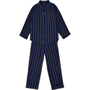 JNBYHOME江南布衣长袖纯棉翻领灯芯绒女士家居服复古条纹睡衣情侣