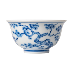 景德镇纯手工青花瓷压手杯岁寒三友主人杯手绘松竹梅茶杯茶具单杯