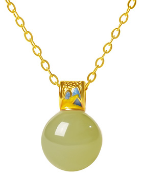 宫里上新天然和田玉转运珠项链