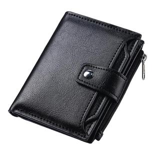 新款男士真皮钱包短款简约薄款多卡位大容量拉链钱夹男软皮夹