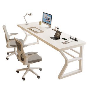 纯实木大板电脑桌台式家用学生学习桌简易办公桌子卧室双人电竞桌