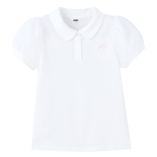 安奈儿女童短袖T恤翻领针织衫2025夏新款休闲polo上衣冰氧吧凉感