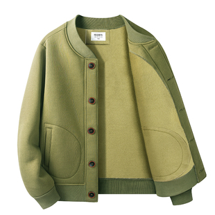 爷爷春秋冬装中老年卫衣内衣抓绒开衫上衣爸爸保暖棉袄外套加大码