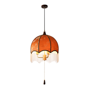 法式中古风餐厅灯复古刺绣卧室书房吊灯轻奢餐桌茶台客厅氛围感灯