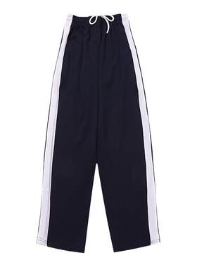 校服裤子一条杠七分裤宽松男女