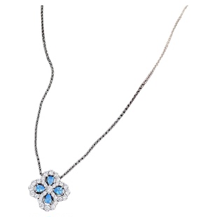 hw四叶草项链女925银loop水滴满钻吊坠轻奢高级名媛幸运草锁骨链