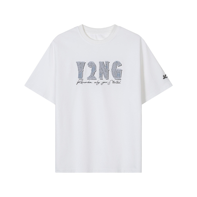 Y2NG双层贴布绣logo刺绣短袖宽松圆领短袖T恤夏