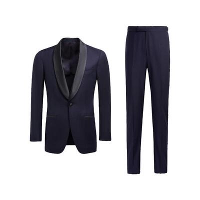 SUITSUPPLY藏青色S110支羊毛修身男士晚礼服西装套装