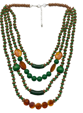 复古民族风木质绿松石多层项链女波西米亚长款毛衣链个性时尚配饰