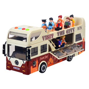 儿童校车宝宝公交车双层巴士益智玩具可开门男孩公共汽车模型3岁
