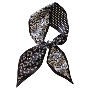 气质百搭黑色领巾女细窄长条绑包小丝巾扎头发带时尚双面装饰飘带