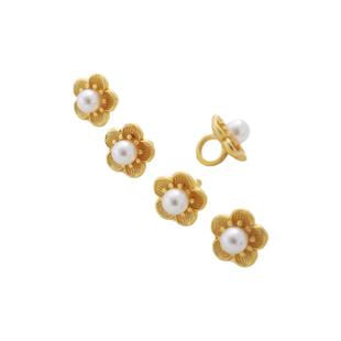 古法金保色小花大孔编绳手链项链戒指配件贝珠珍珠玉石diy饰品8mm