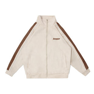 320g重磅嘿马七作现货秋春秋男款刺绣仿麂皮绒拼接反光条卫衣外套