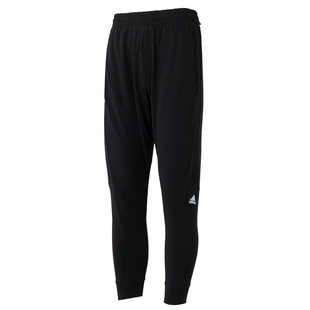 阿迪达斯黑色针织长裤男夏新款运动裤宽松束脚裤官方正品休闲裤子