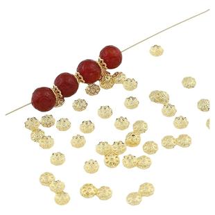 18k包金镂空花托花帽珠托隔珠片diy串首饰品手链隔片散珠配件编织