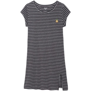 顶呱呱睡裙女夏季纯棉甜美条纹短袖睡衣顶瓜瓜全棉家居裙休闲宽松