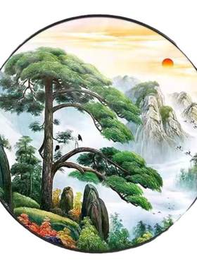 5D迎客松新款钻石画圆形带合金框
