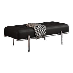 轻奢意式换鞋凳家用门口入户不锈钢设计师长条凳纳帕皮极简床尾凳