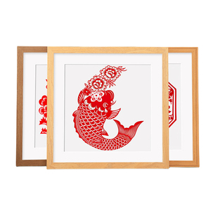 手工剪纸相框画框空框新年窗花福字装裱刻纸展示国架方形玻璃
