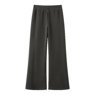 画风drawwind2025冬季新款中腰加绒裤子女纯色松紧腰休闲直筒长裤