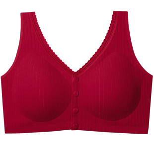 缇姿奴妈妈本命年内衣套装中老年红色文胸礼盒无钢圈纯棉背心前扣