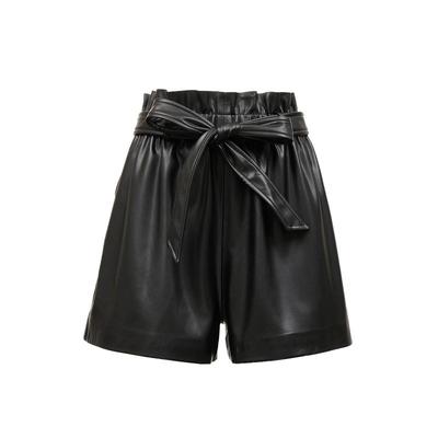 t区绫致CoutureMade短裤女秋冬PU褶皱阔腿收腰系带短裤