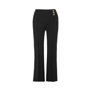 LIME莱茵高腰显瘦直筒微喇黑色长裤秋冬新款挺括弹力优雅女裤