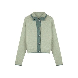 solighter法式羊驼羊毛混纺高领针织开衫女秋冬2025新款复古毛衣