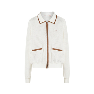 艾米同款Liilou  慵懒高智 镂空肌理 翻领宽松针织开衫外套