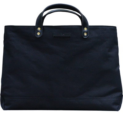 重磅厚硬帆布包黑皮托特包uivy