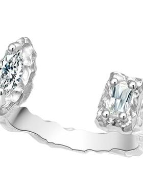 手工雕刻镶钻开口戒指余更寅同款