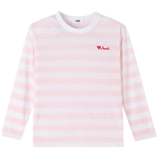 【轻薄罩衫】安奈儿童装女童宽松长袖条纹T恤2026夏新款内搭吊带