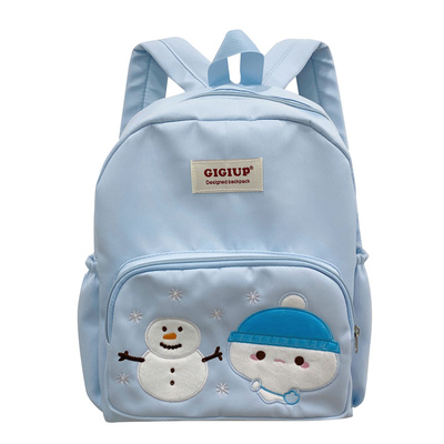 吉吉向上原创可爱雪人清新简约休闲初高中学生书包轻便旅行双肩包