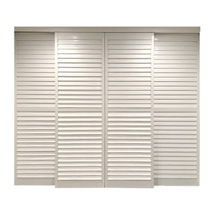 百叶门定制吊轨推拉门室内隔断门奶油风衣柜推拉门阳台百叶隔断门