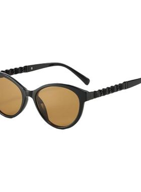 黑茶猫眼太阳镜网红墨镜2024新款ins欧美辣妹风造型拍照女潮高级