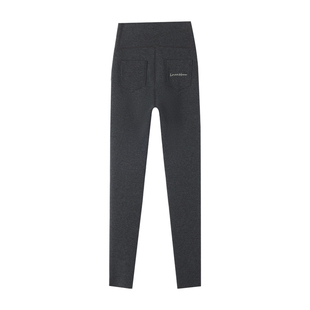 加绒打底裤外穿女冬高个子高腰平纹棉裤新款紧身保暖加口袋加长裤