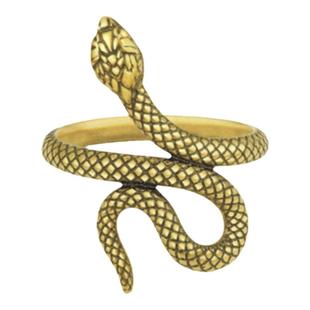 18K金古埃及黑金复古蛇圈戒指 纯银镀黄金色本命年生肖蛇男女礼物