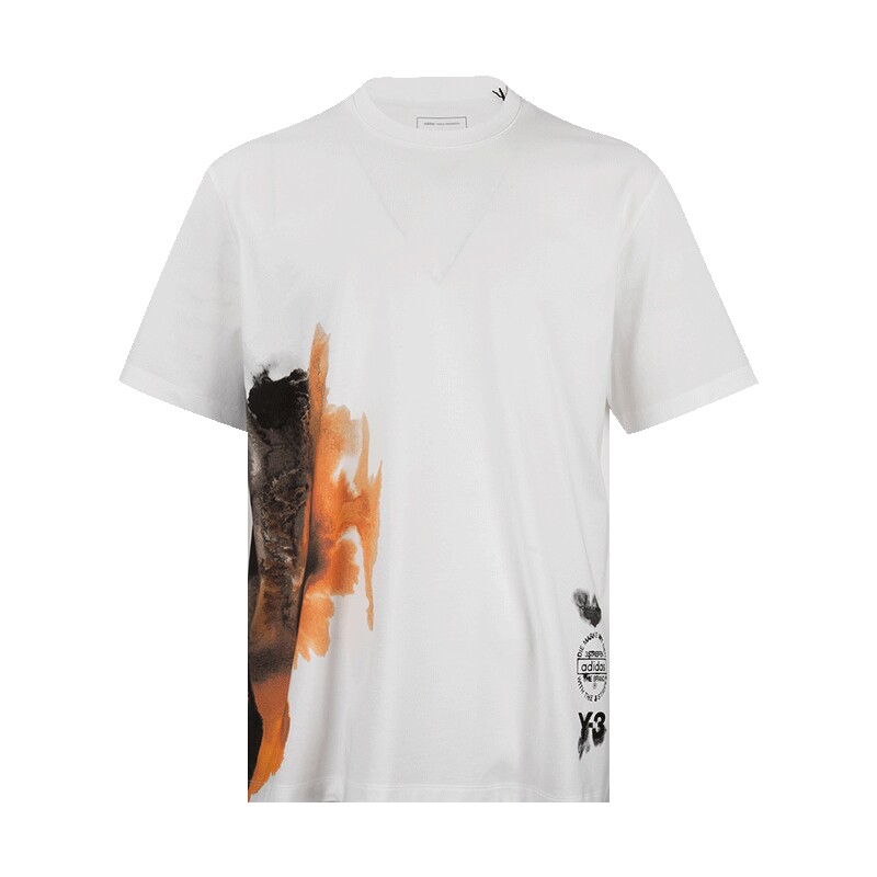 Y-3字母logoAOP全棉短袖T恤男