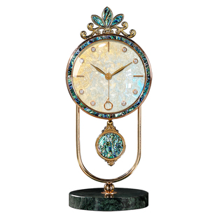 轻奢欧式贝壳座钟2025新款摆台式客厅高级感坐钟高端摆件时钟钟表